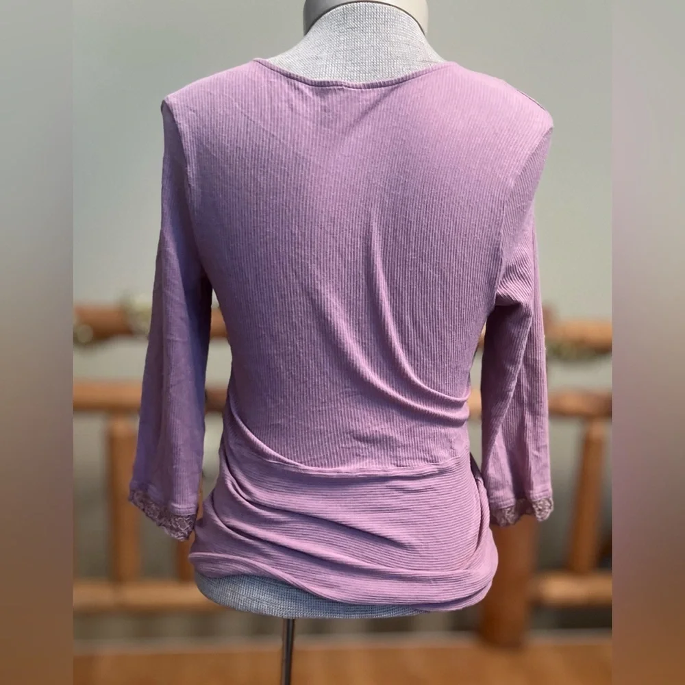 Free People Intimately Mauve Lace Inset Thermal Top — Size L